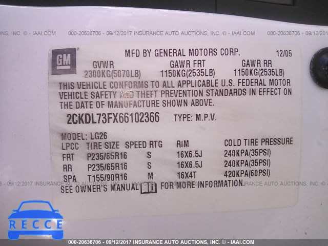 2006 Pontiac Torrent 2CKDL73FX66102366 image 8