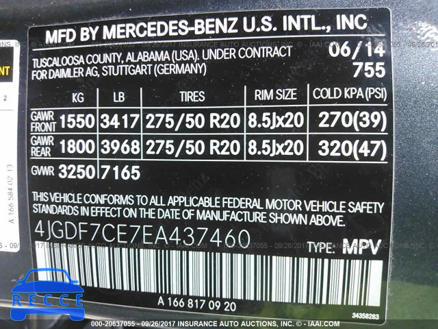 2014 Mercedes-benz GL 450 4MATIC 4JGDF7CE7EA437460 Bild 8