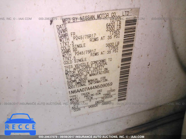 2004 Nissan Titan 1N6AA07A44N509059 image 8