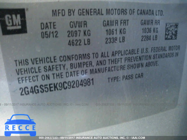 2012 Buick Regal 2G4GS5EK9C9204981 image 8