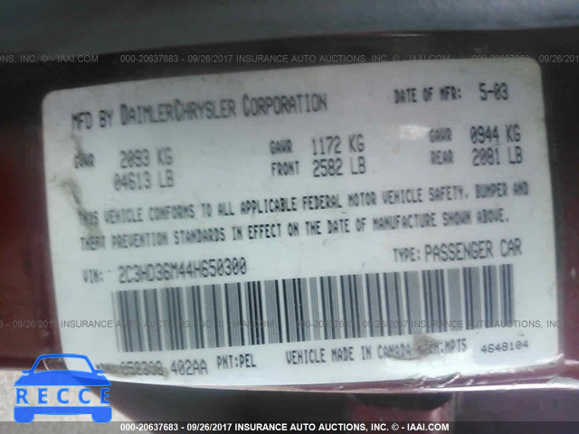2004 Chrysler Concorde LXI 2C3HD36M44H650300 image 8