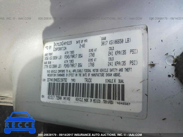 2002 Dodge RAM 1500 3D7HA18N02G150782 image 8