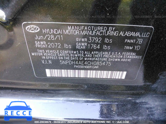 2012 Hyundai Elantra 5NPDH4AE4CH085475 зображення 8