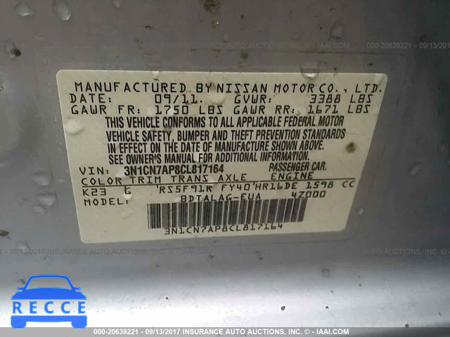 2012 Nissan Versa 3N1CN7AP8CL817164 Bild 8
