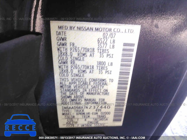 2007 Nissan Titan 1N6AA06BX7N237440 image 8