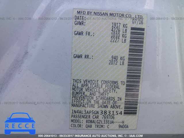 2016 Nissan Altima 1N4AL3AP5GN383154 image 8