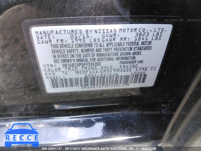 2015 Nissan Sentra 3N1AB7AP5FY224398 image 8