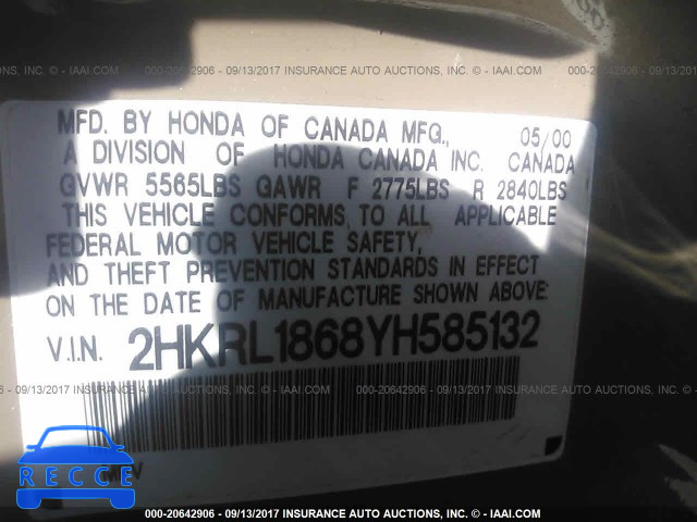 2000 Honda Odyssey 2HKRL1868YH585132 image 8