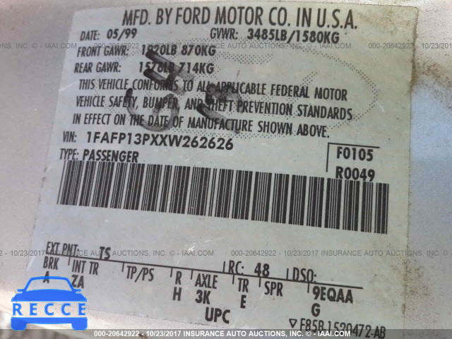 1999 Ford Escort SE 1FAFP13PXXW262626 image 8