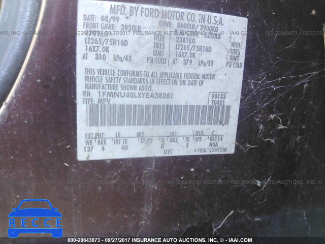 2000 Ford Excursion XLT 1FMNU40LXYEA38261 image 8