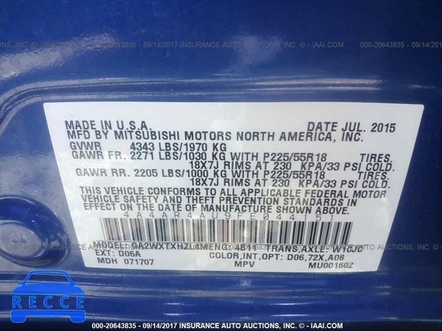 2015 Mitsubishi Outlander Sport SE/GT 4A4AR4AU9FE044151 image 8