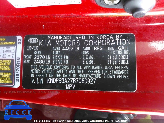 2011 KIA Sportage KNDPB3A27B7060927 image 8