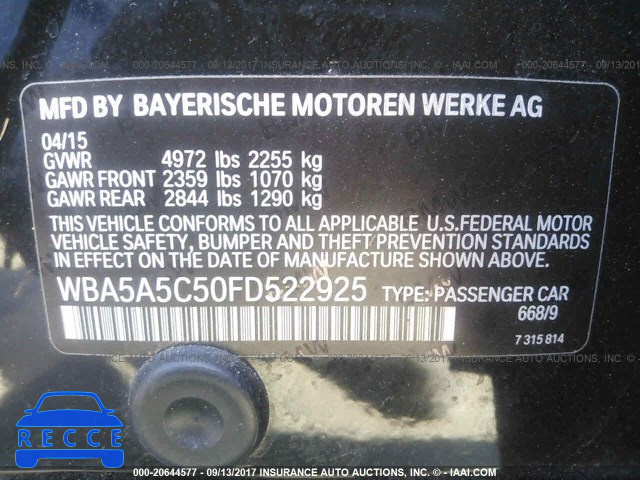 2015 BMW 528 WBA5A5C50FD522925 зображення 8