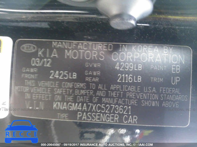 2012 KIA Optima KNAGM4A7XC5273621 image 8