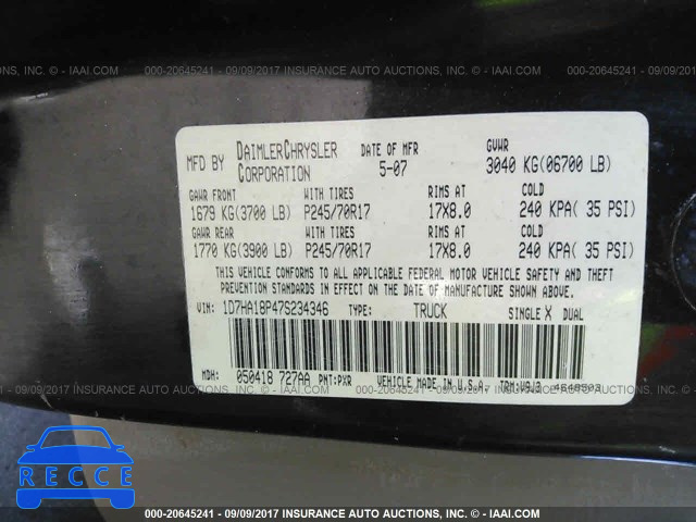 2007 Dodge RAM 1500 1D7HA18P47S234346 image 8