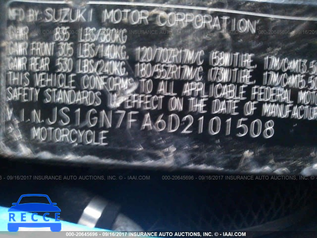 2013 Suzuki GSX-R600 JS1GN7FA6D2101508 image 9