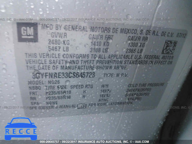 2012 Cadillac SRX LUXURY COLLECTION 3GYFNAE33CS645723 image 8