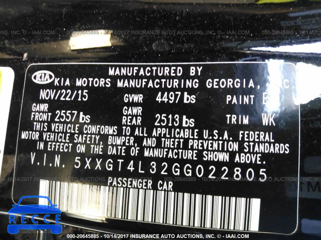 2016 KIA Optima LX 5XXGT4L32GG022805 image 8