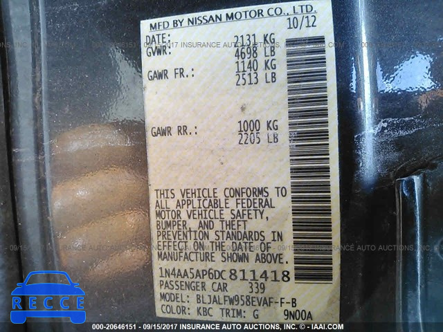 2013 Nissan Maxima S/SV 1N4AA5AP6DC811418 image 8