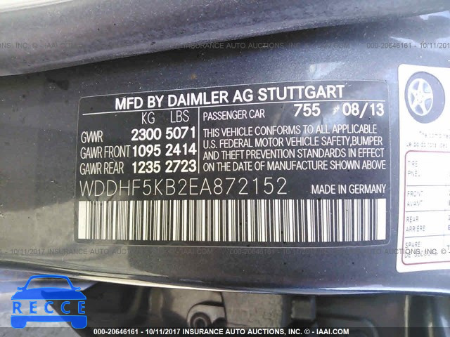 2014 Mercedes-benz E WDDHF5KB2EA872152 image 8