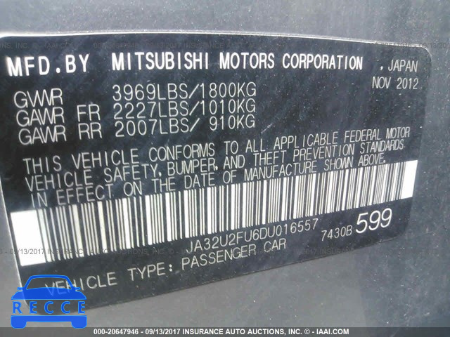 2013 Mitsubishi Lancer ES/ES SPORT JA32U2FU6DU016557 image 8