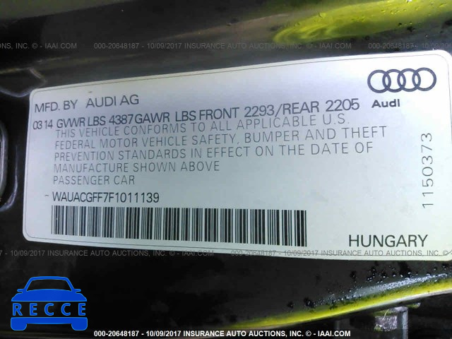 2015 Audi A3 PREMIUM WAUACGFF7F1011139 зображення 8