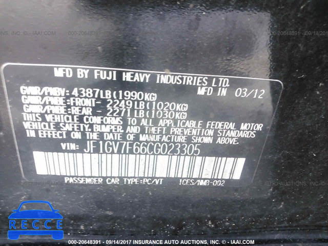 2012 Subaru Impreza WRX JF1GV7F66CG023305 зображення 8