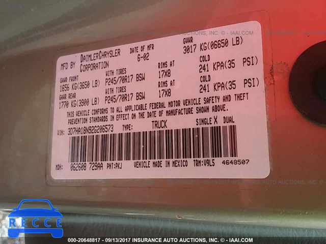 2002 Dodge RAM 1500 3D7HA18N92G206573 image 8