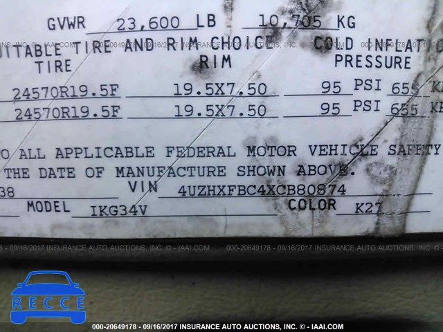 1999 FREIGHTLINER CHASSIS X LINE MOTOR HOME 4UZHXFBC4XCB80874 image 8