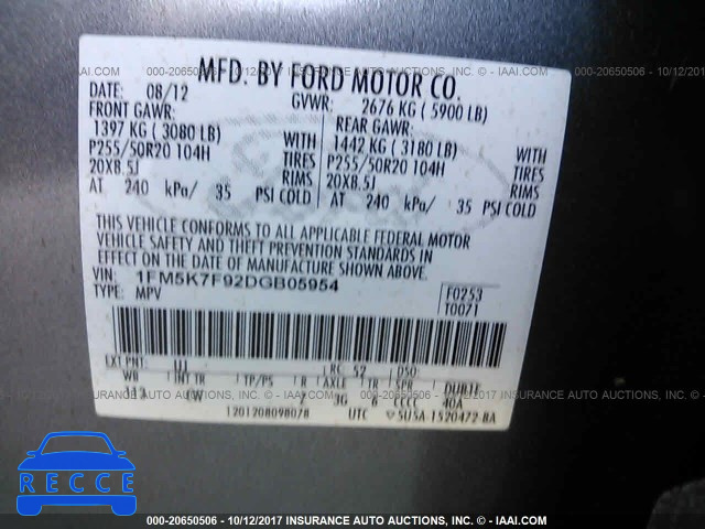 2013 Ford Explorer 1FM5K7F92DGB05954 image 8