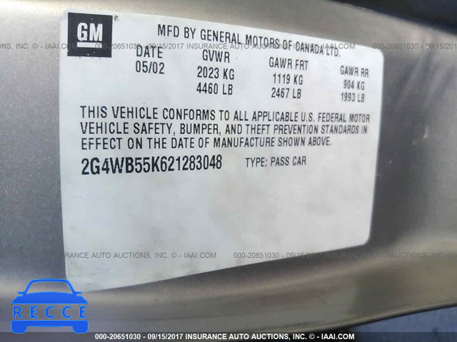 2002 BUICK REGAL 2G4WB55K621283048 image 8