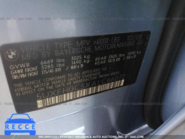 2010 BMW X6 HYBRID 5UXFH0C5XALC66072 image 8