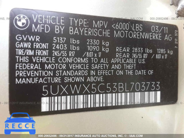 2011 BMW X3 5UXWX5C53BL703733 image 8