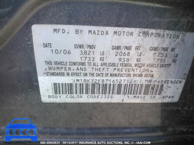 2007 Mazda 3 JM1BK32F871652732 image 8