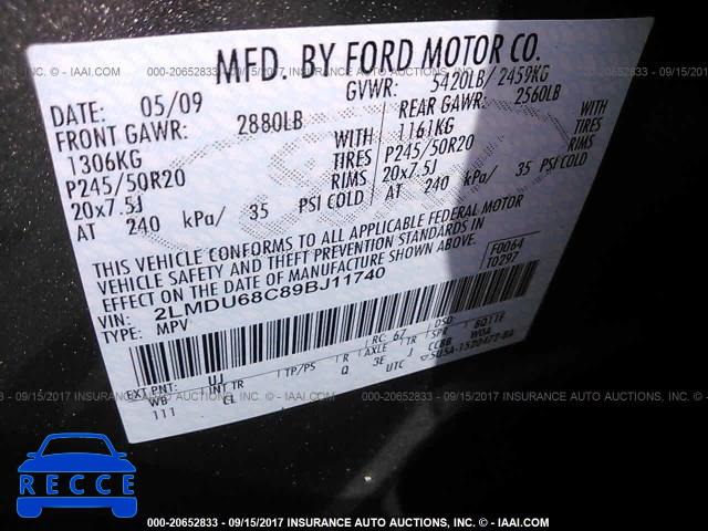 2009 Lincoln MKX 2LMDU68C89BJ11740 image 8