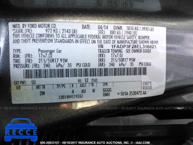 2014 Ford Focus 1FADP3F28EL306821 image 8