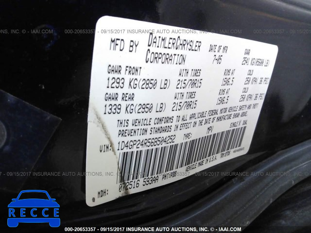 2006 Dodge Grand Caravan 1D4GP24R56B504252 зображення 8