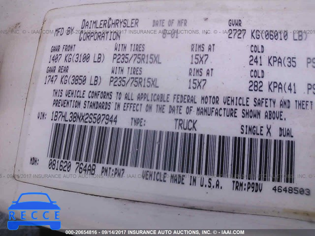 2002 Dodge Dakota 1B7HL38NX2S507944 image 8