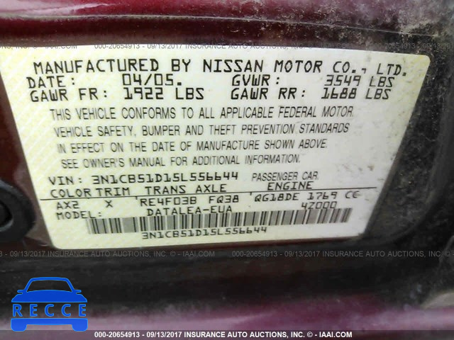 2005 Nissan Sentra 3N1CB51D15L556644 image 8