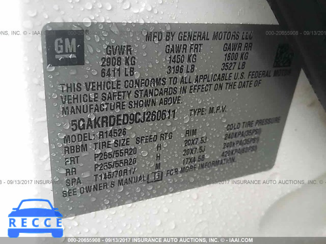 2012 Buick Enclave 5GAKRDED9CJ260611 зображення 8