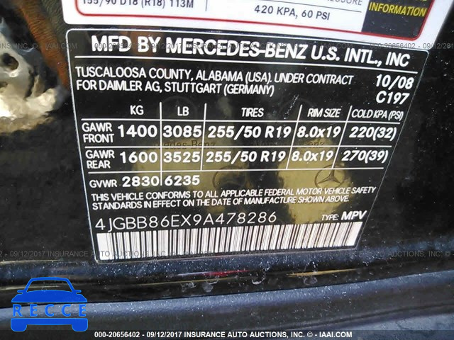 2009 Mercedes-benz ML 350 4JGBB86EX9A478286 Bild 8