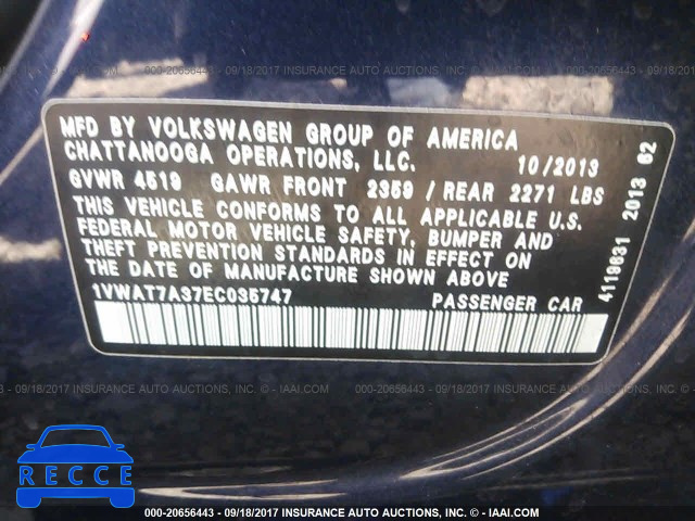 2014 Volkswagen Passat S 1VWAT7A37EC035747 image 8