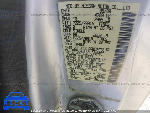 2001 Nissan Frontier KING CAB XE 1N6DD26S61C319927 image 8