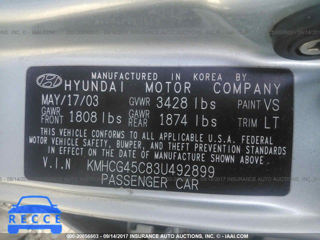 2003 Hyundai Accent KMHCG45C83U492899 image 8