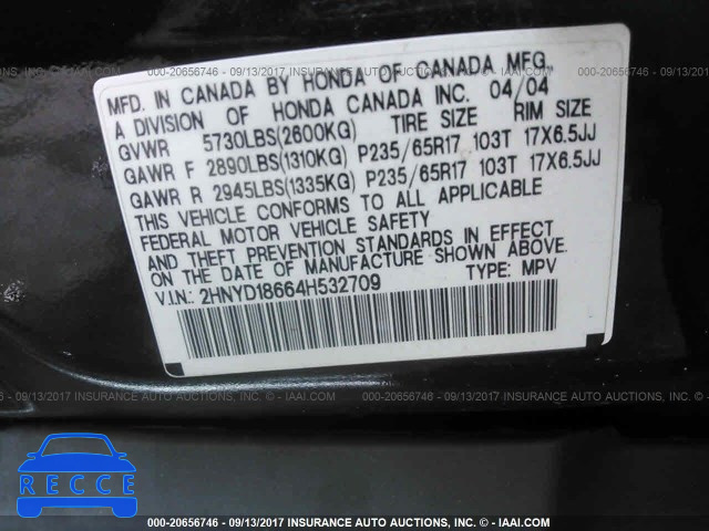 2004 ACURA MDX TOURING 2HNYD18664H532709 image 8