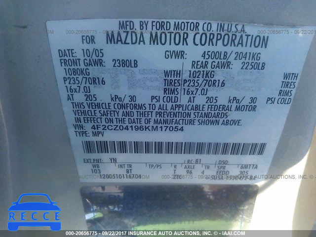 2006 Mazda Tribute S 4F2CZ04196KM17054 image 8