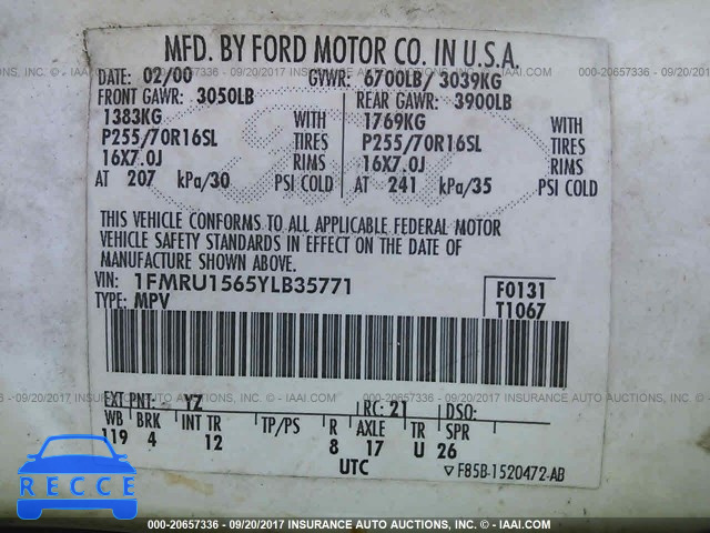 2000 FORD EXPEDITION 1FMRU1565YLB35771 image 8