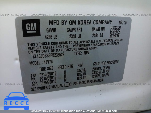 2015 Buick Encore PREMIUM KL4CJDSB9FB235522 image 8