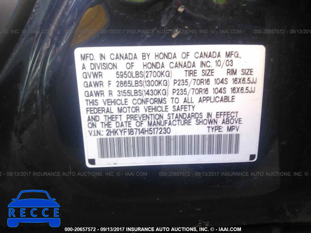 2004 Honda Pilot 2HKYF18714H517230 image 8