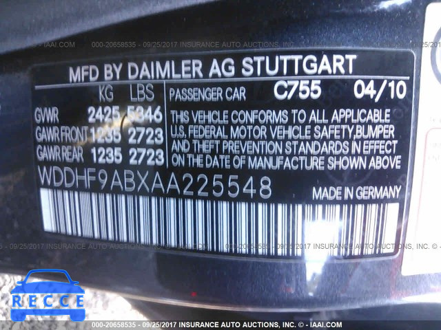 2010 MERCEDES-BENZ E 550 4MATIC WDDHF9ABXAA225548 image 8